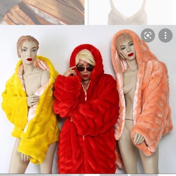 Laina Rauma full length Minky coat faux fur hooded pink salmon OSFM - Picture 13 of 16